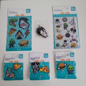 Lot Pen Gear Backpack Enamel Pins Skate Pizza Love Space Bags/Jackets Stickers